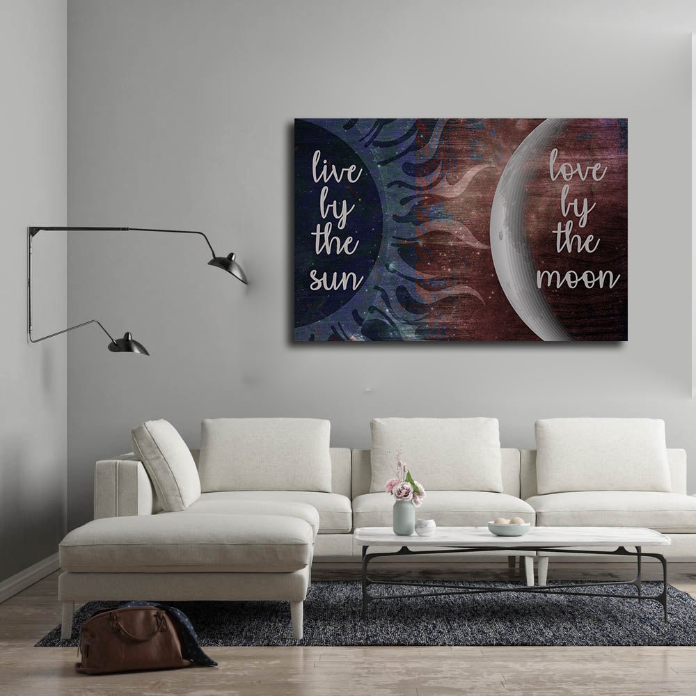 Live By The Sun Love By The Moon Canvas Wall Art, Romantic Decor