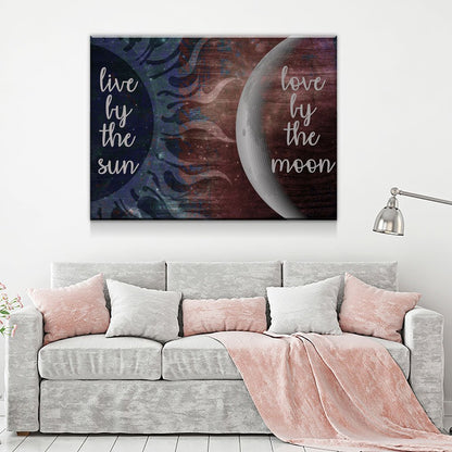 Live By The Sun Love By The Moon Canvas Wall Art, Romantic Decor