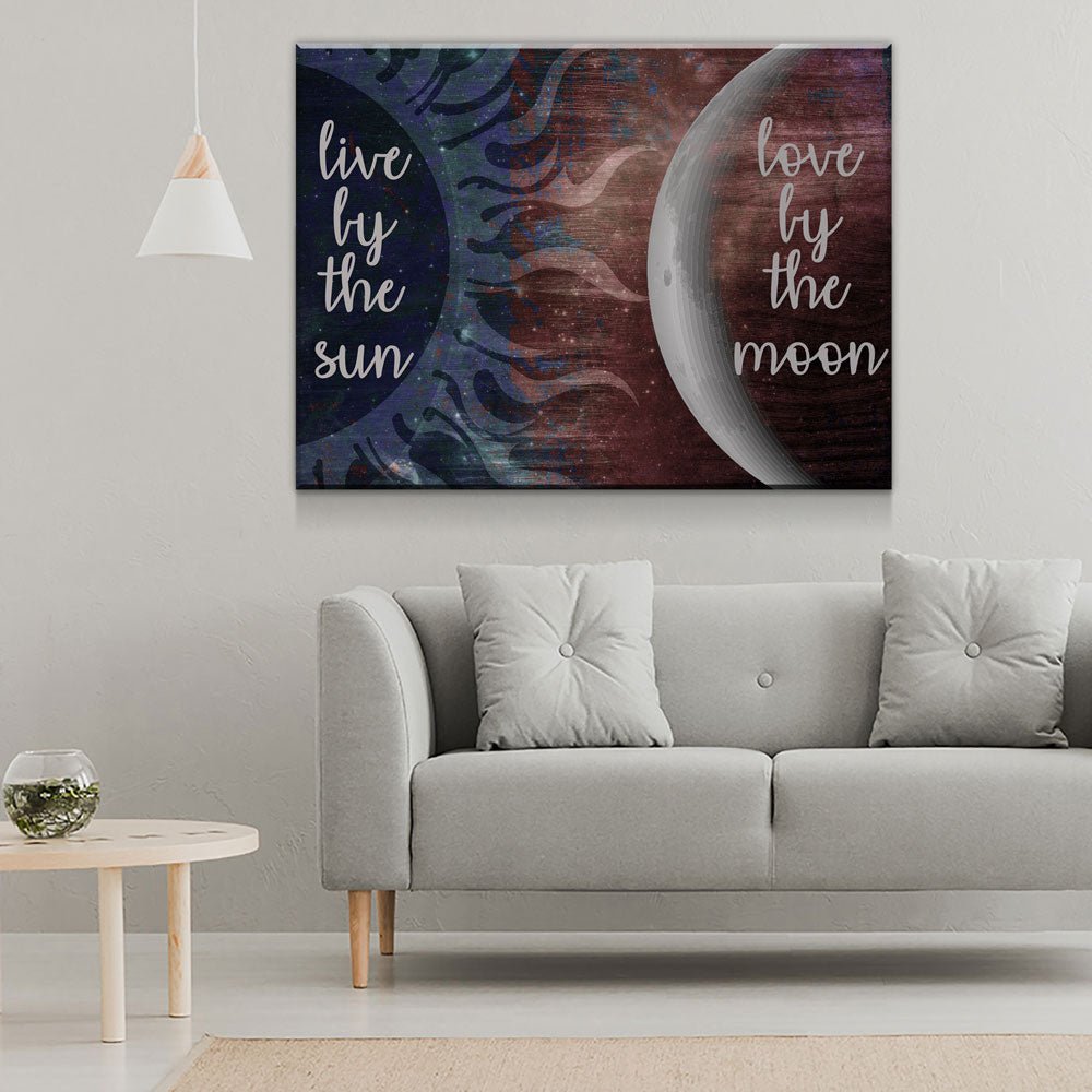 Live By The Sun Love By The Moon Canvas Wall Art, Romantic Decor
