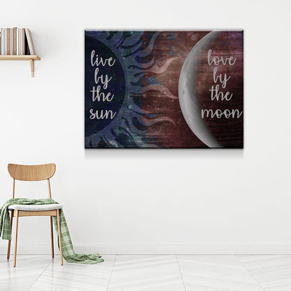 Live By The Sun Love By The Moon Canvas Wall Art, Romantic Decor