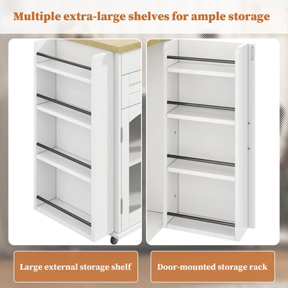 Mobile Kitchen Island with Foldable Worktop and Wheels
