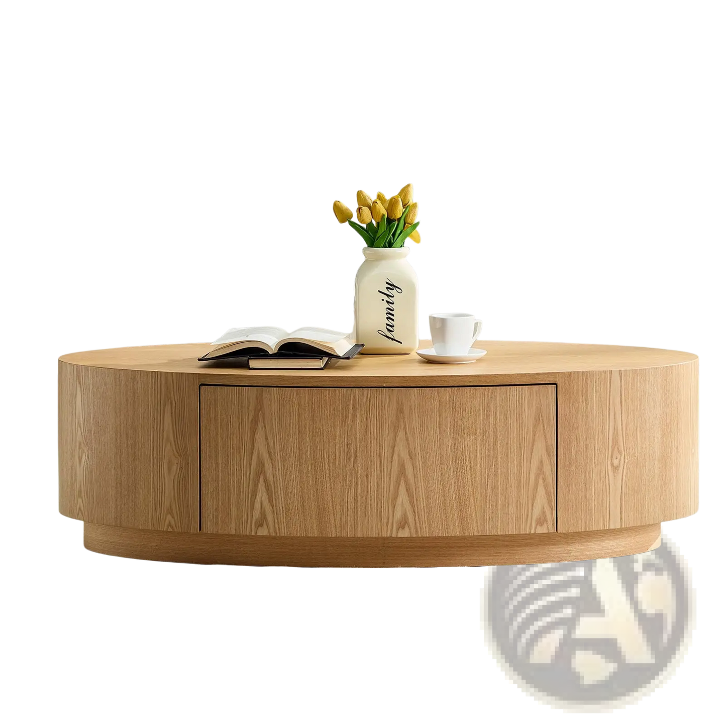 Modern Luxury Oval Coffee Table with Storage Drawer