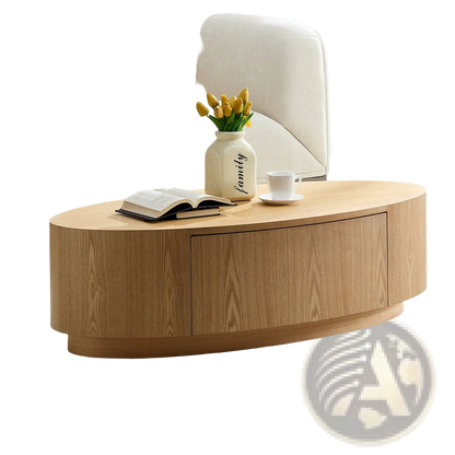 Modern Luxury Oval Coffee Table with Storage Drawer