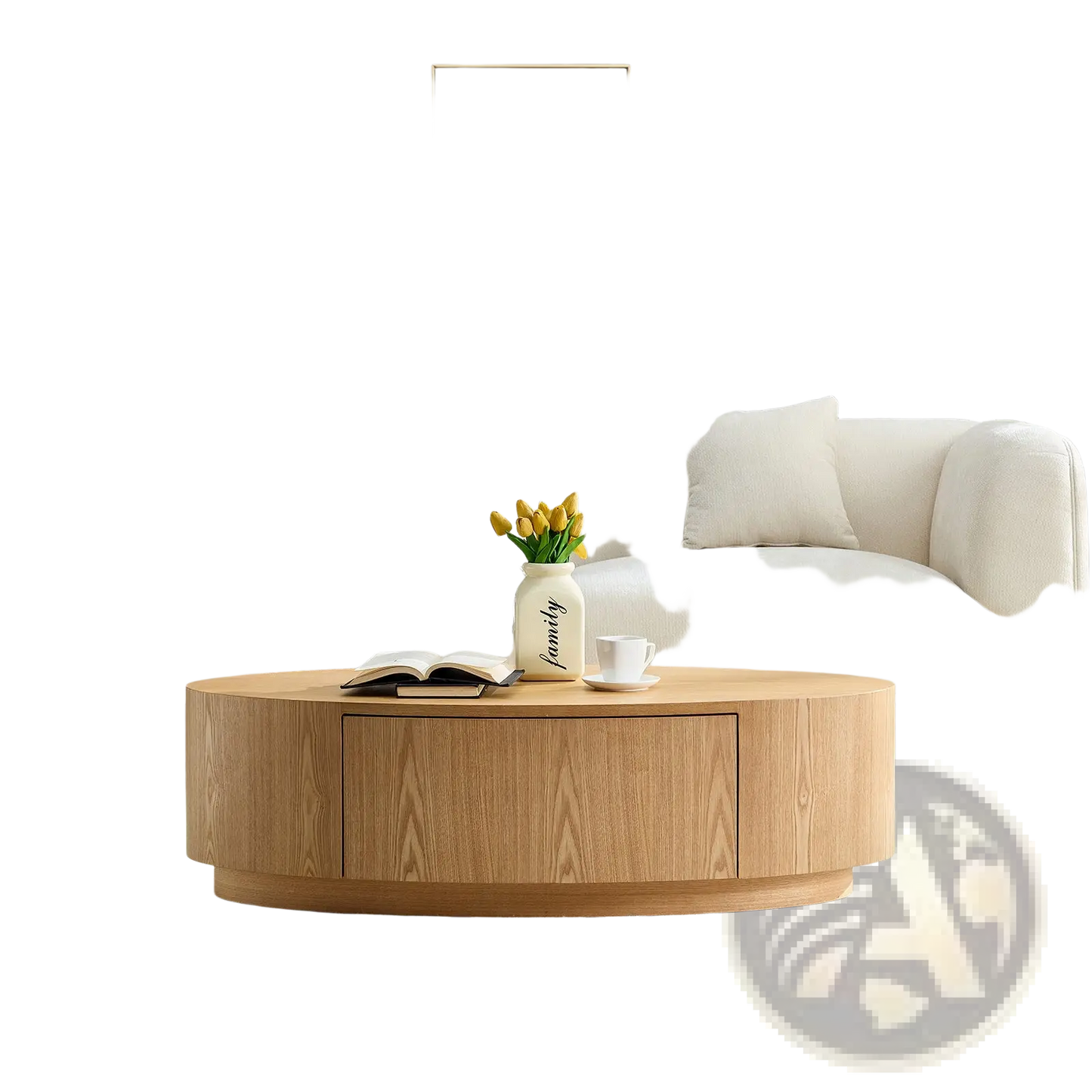 Modern Luxury Oval Coffee Table with Storage Drawer
