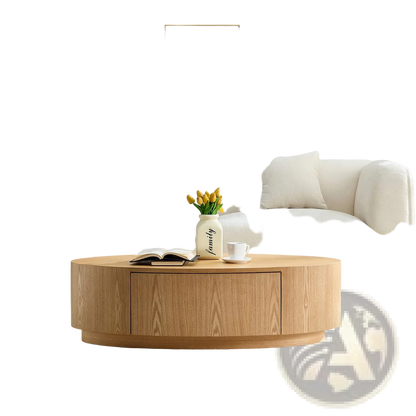 Modern Luxury Oval Coffee Table with Storage Drawer