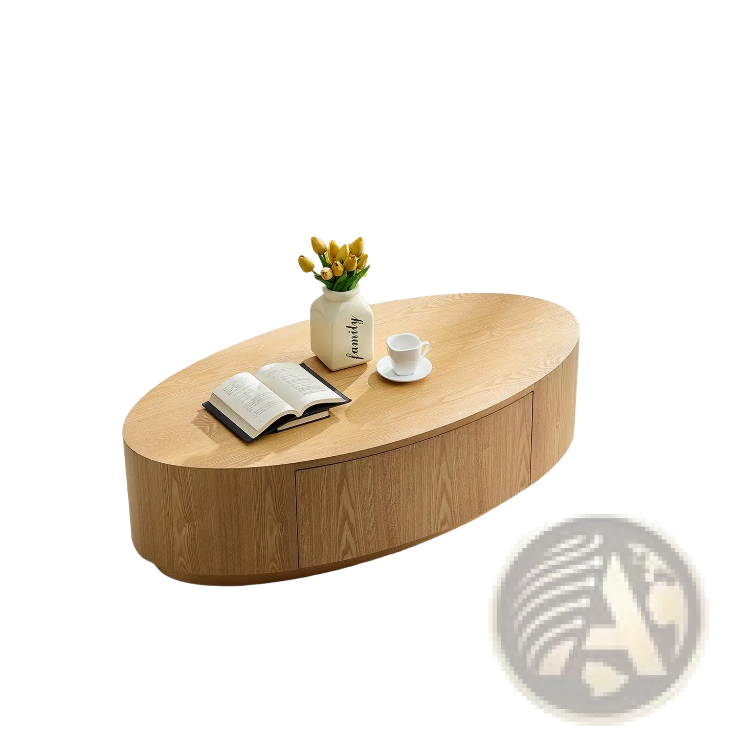 Modern Luxury Oval Coffee Table with Storage Drawer