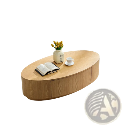 Modern Luxury Oval Coffee Table with Storage Drawer