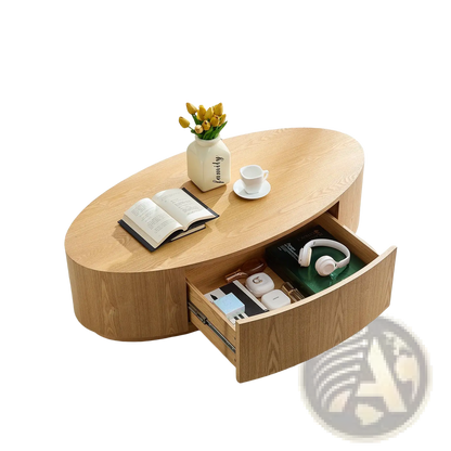 Modern Luxury Oval Coffee Table with Storage Drawer