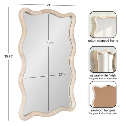 Rahfy Rattan Rectangle Scallop Mirror