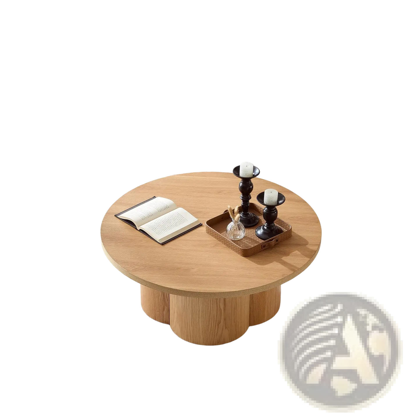 Round Coffee Table Natural Wood Modern Pedestal Base