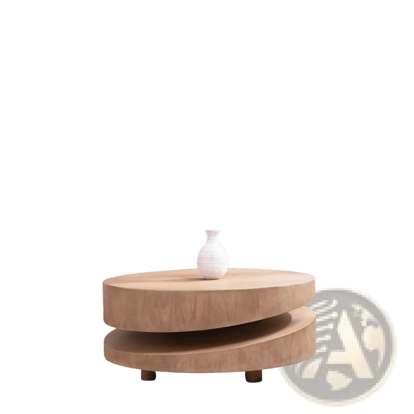 Round Wood Coffee Table 31 Inch Natural Two Tier Accent