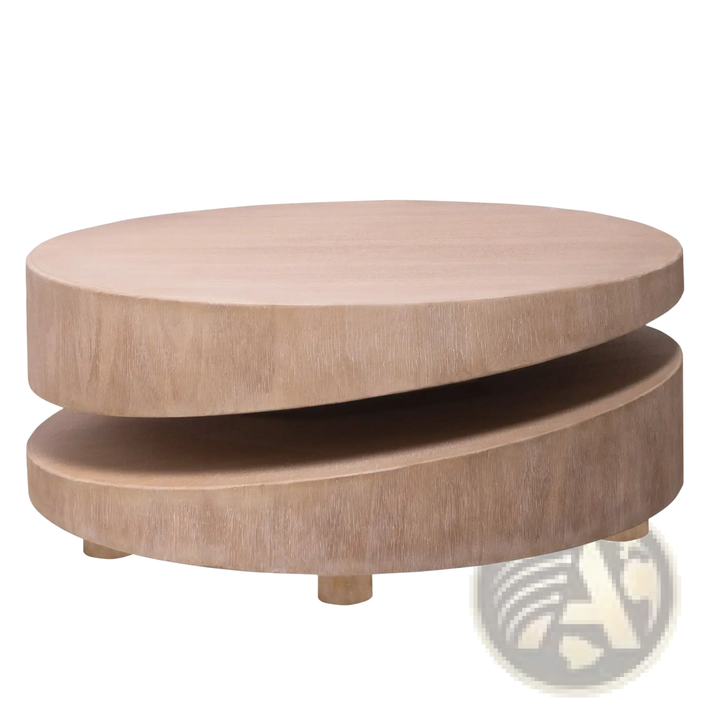 Round Wood Coffee Table 31 Inch Natural Two Tier Accent