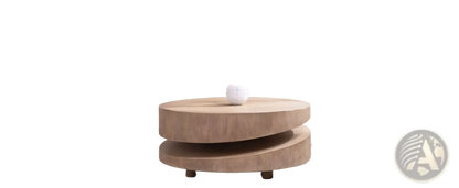 Round Wood Coffee Table 31 Inch Natural Two Tier Accent