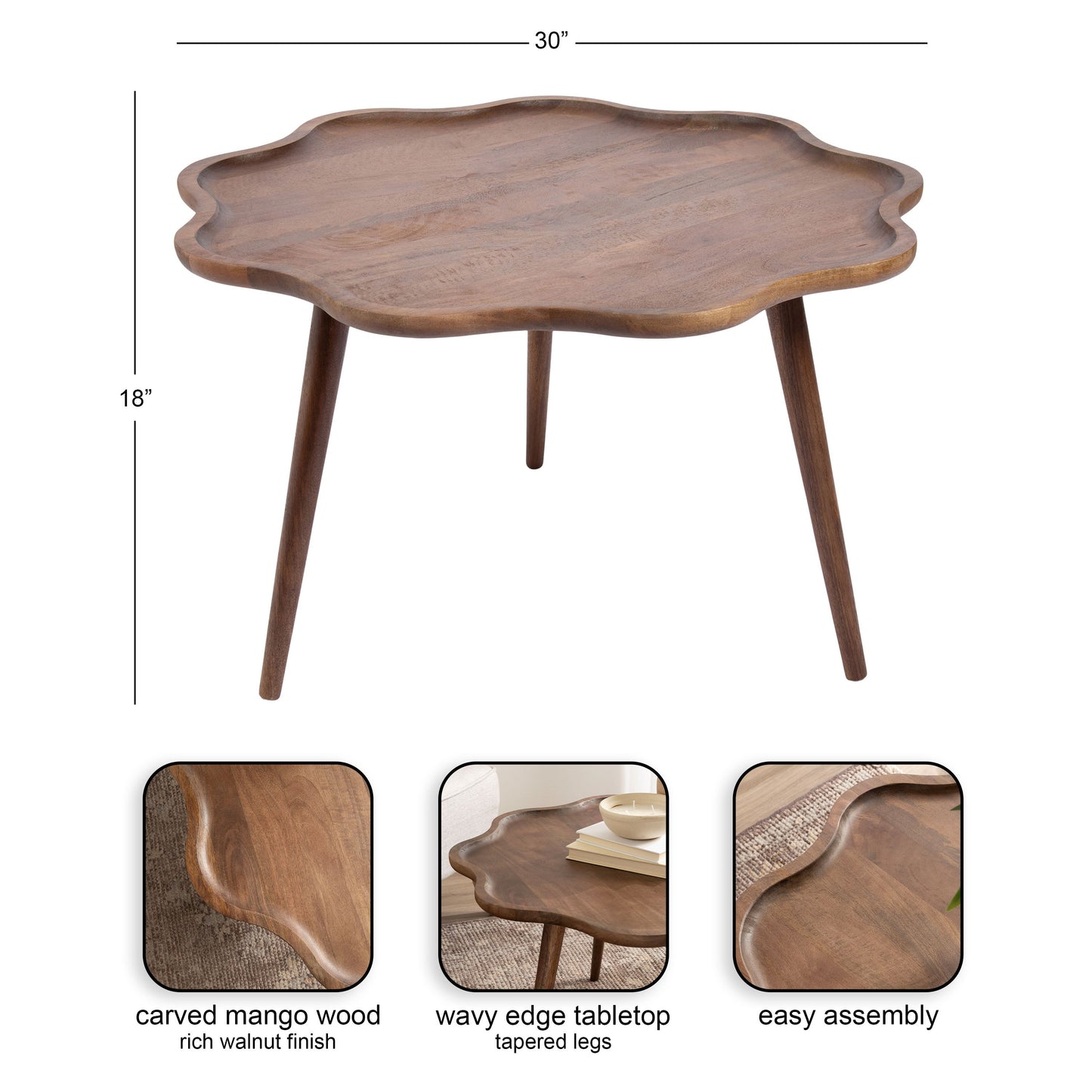 Alezar Scallop Wood Coffee Table
