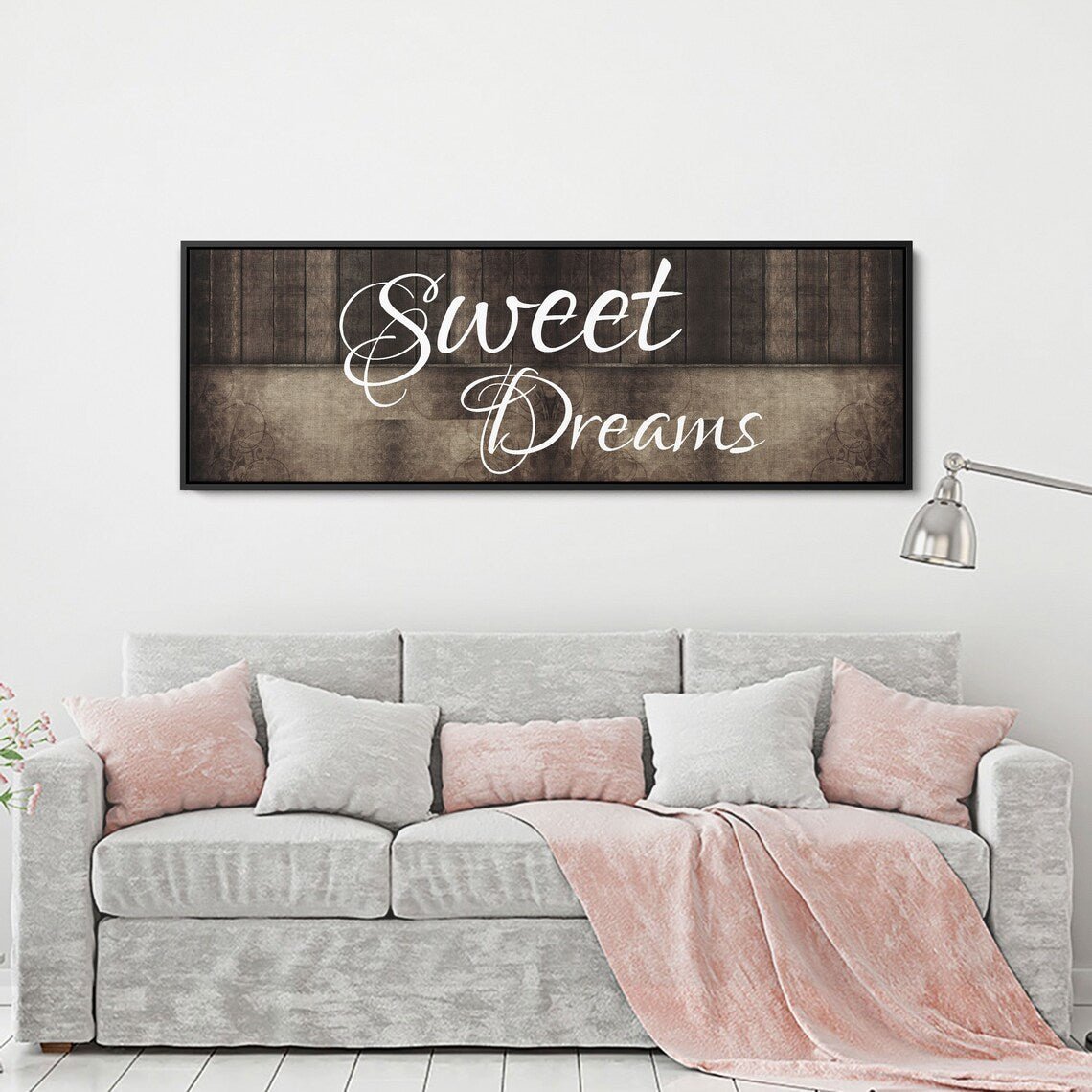Sweet Dreams Wall Art Canvas – Above Bed Bedroom Decor for Couples