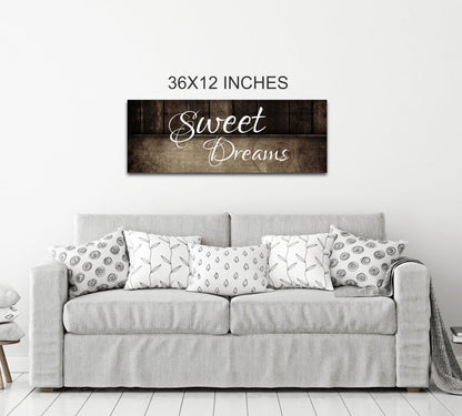 Sweet Dreams Wall Art Canvas – Above Bed Bedroom Decor for Couples