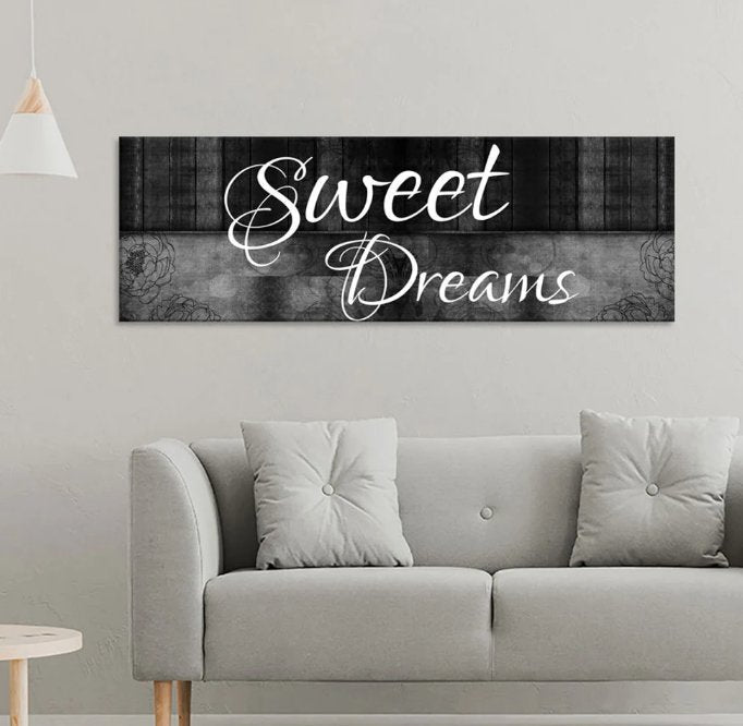 Sweet Dreams Wall Art Canvas – Above Bed Bedroom Decor for Couples