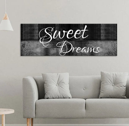 Sweet Dreams Wall Art Canvas – Above Bed Bedroom Decor for Couples