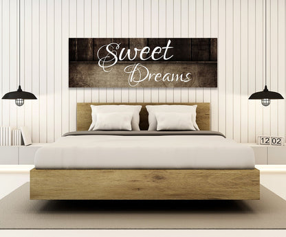 Sweet Dreams Wall Art Canvas – Above Bed Bedroom Decor for Couples
