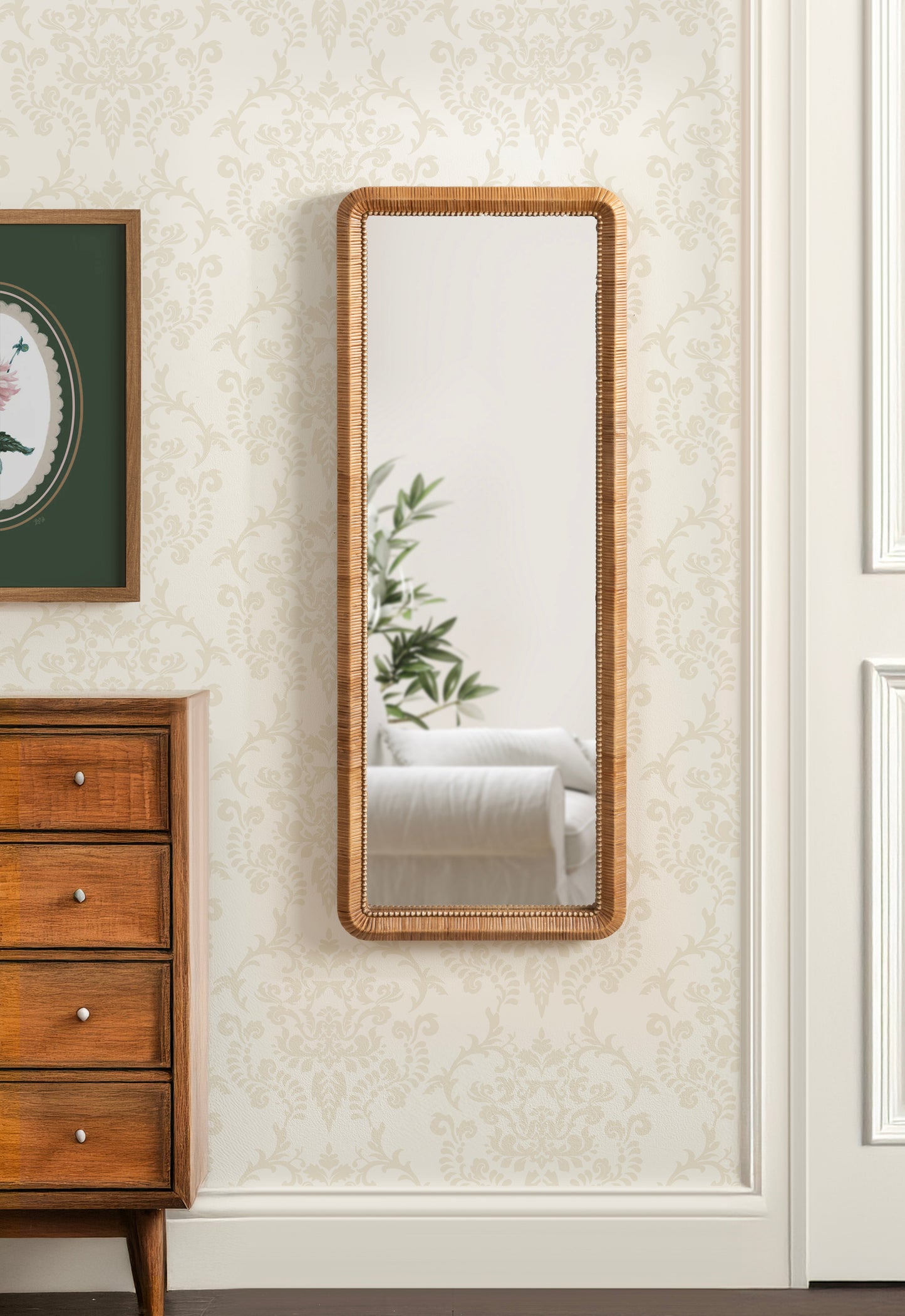 Rahfy Beaded Rectangle Framed Mirror