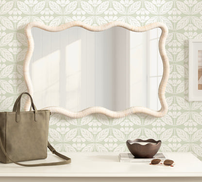 Rahfy Rattan Rectangle Scallop Mirror