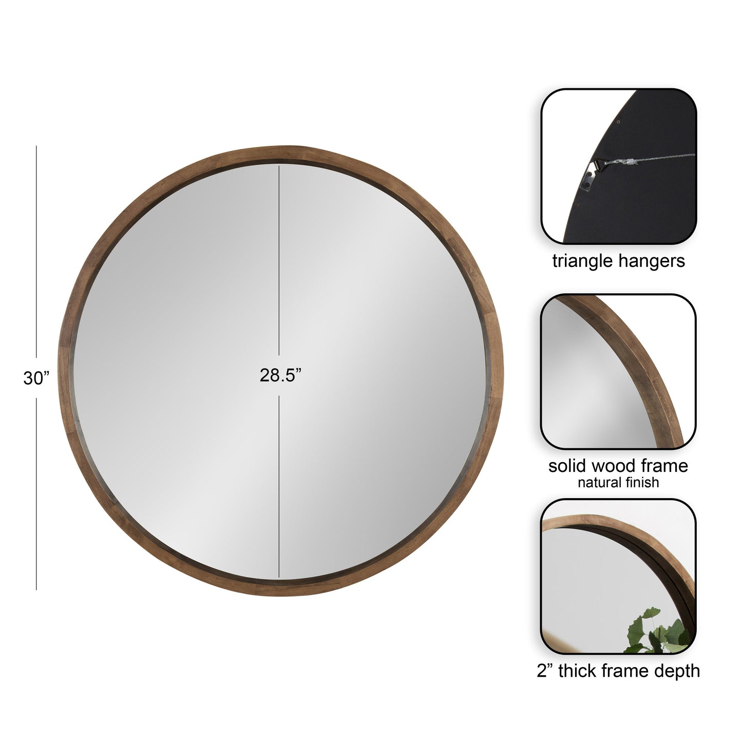 Hutton Round Wood Wall Mirror